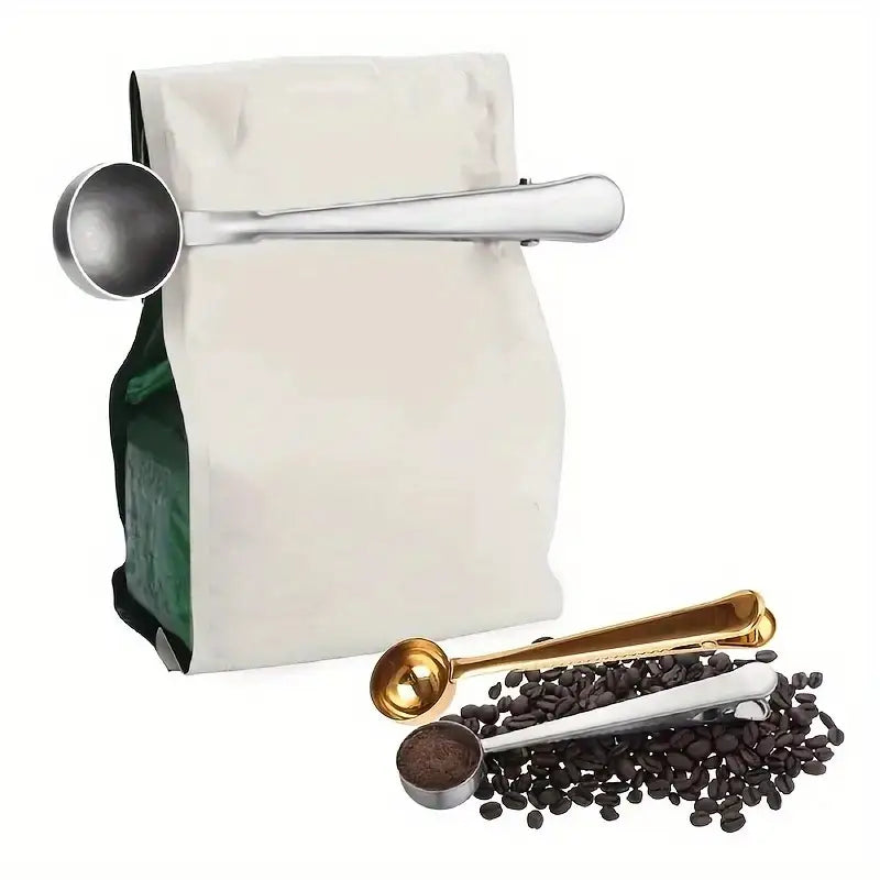 Stainless Steel Coffee Scoop and Bag Clip